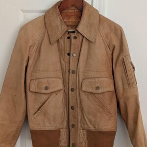 Britannia Vintage Men's Cropped Tan Leather Jacket -- Size S
